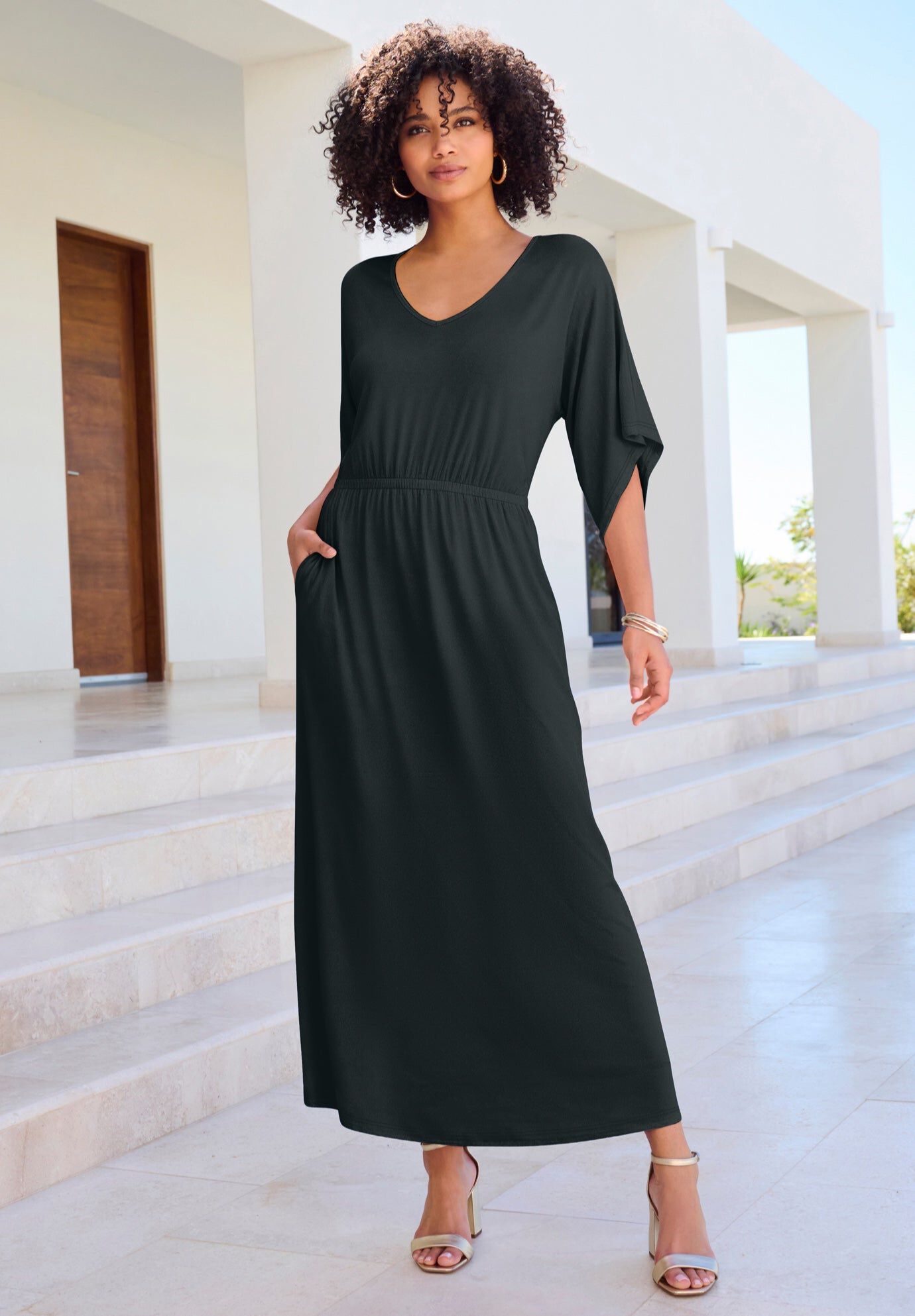 dolman sleeve maxi dress plus size Forest Green Pleated Satin Dolman Sleeve Maxi Dress