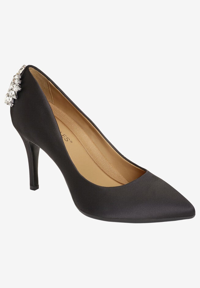Deans List Pump , BLACK SATIN, hi-res image number null