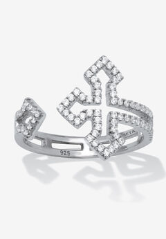 .35 Tcw Round Cubic Zirconia Sterling Silver Gothic Cross Ring