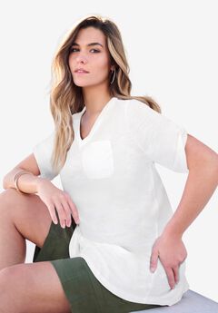 V Neck Boyfriend Textured Tunic