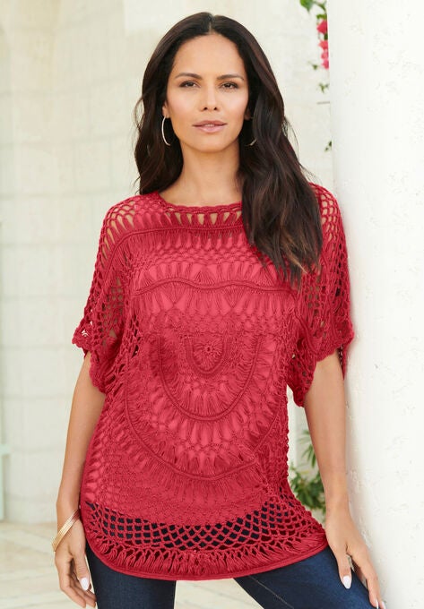 Pullover Crochet Sweater, , alternate image number null
