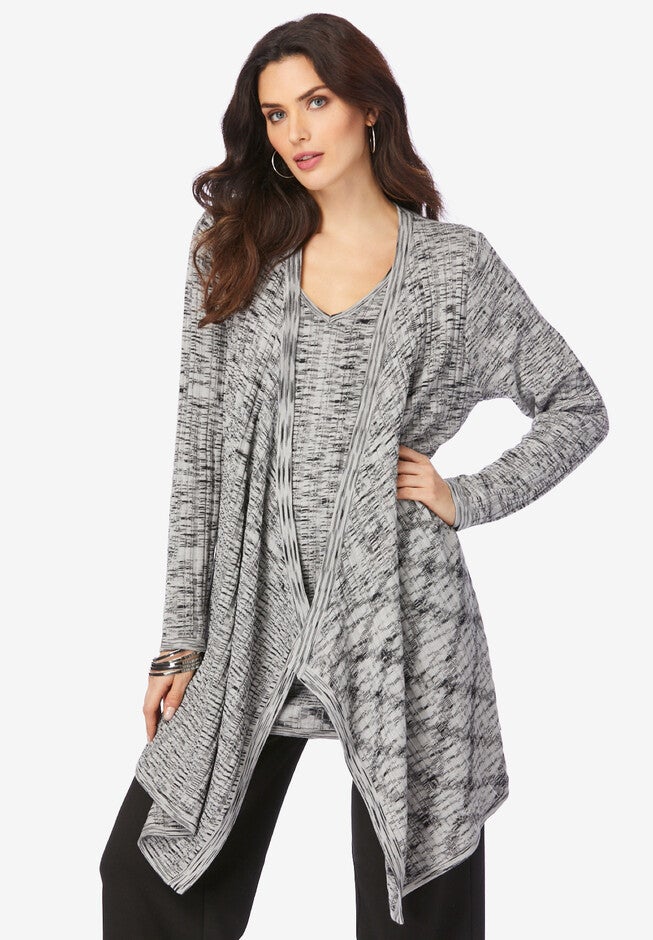 Marled Wrap Cardigan, HEATHER GREY, hi-res image number null