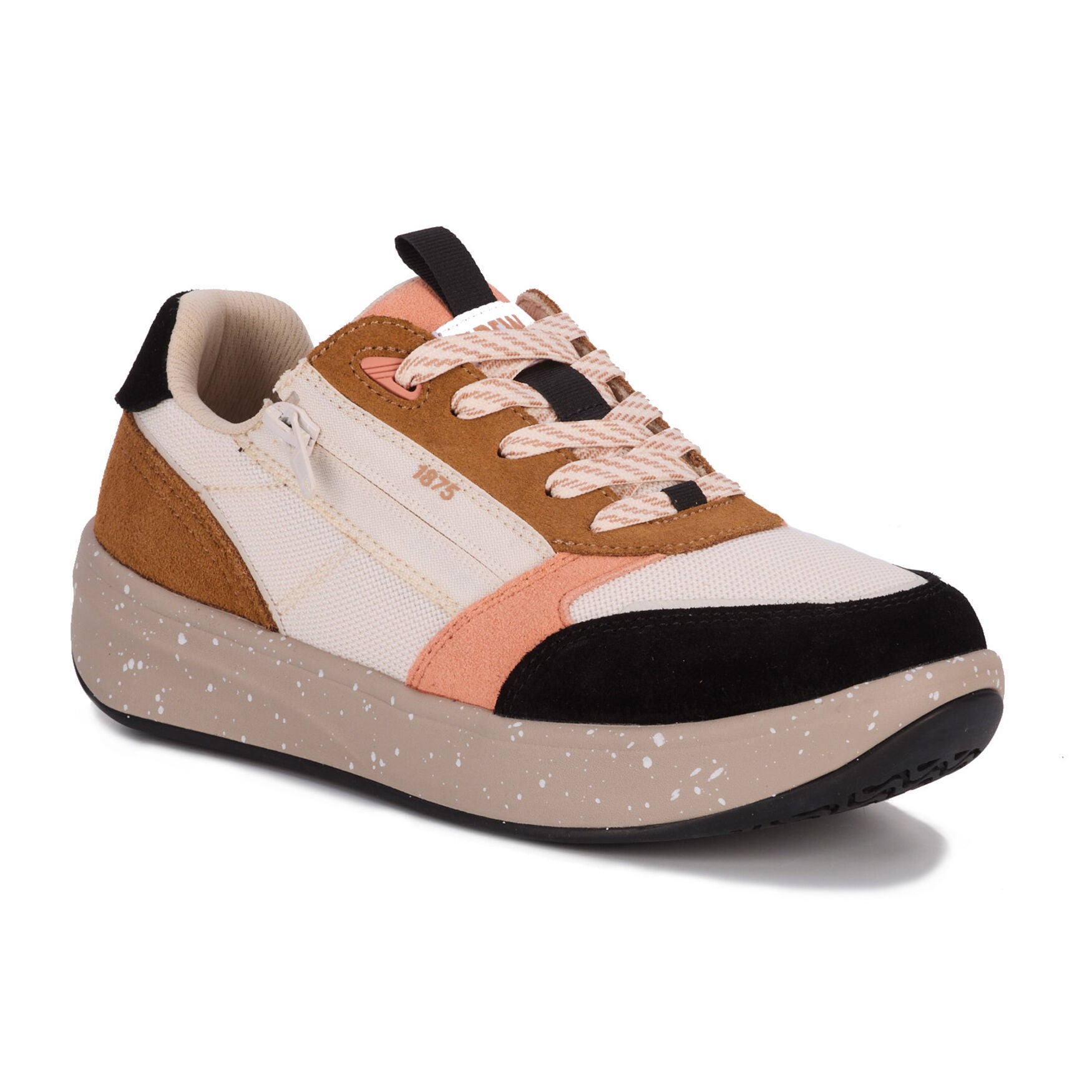 Happy Double Zip Sneaker, BLACK AND TAN, hi-res image number 0