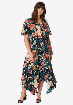 Handkerchief-Hem Midi Dress