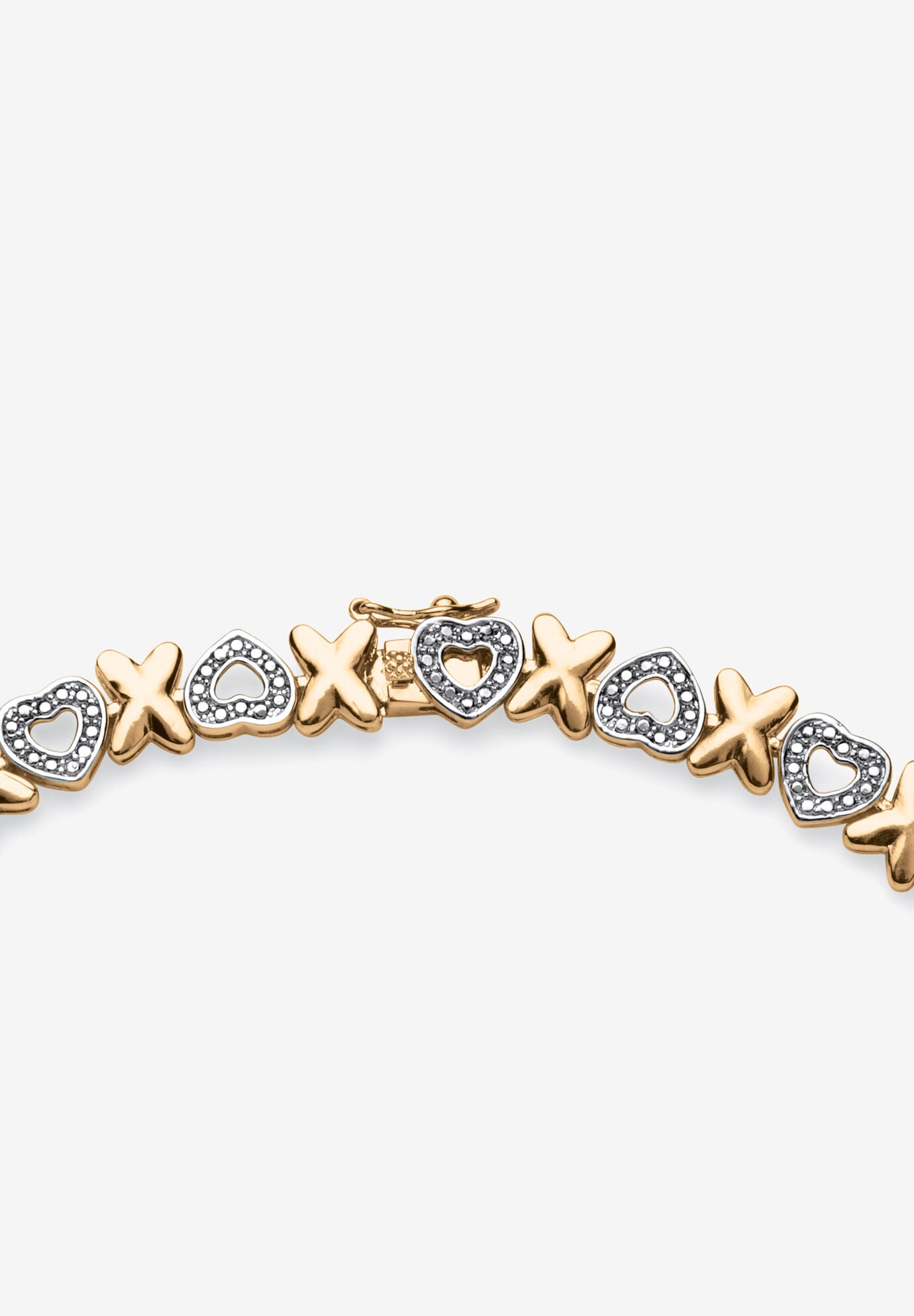 Diamond Accent Hearts And Kisses Necklace In 18K Gold-Plated 17 inches, , on-hover image number 1