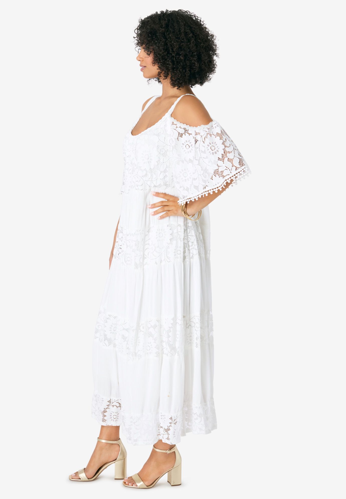 Lace Panelled Maxi Dress, WHITE, alternate image number 2