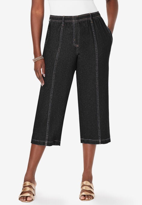 Kate Straight-Leg Capri, BLACK DENIM, hi-res image number null