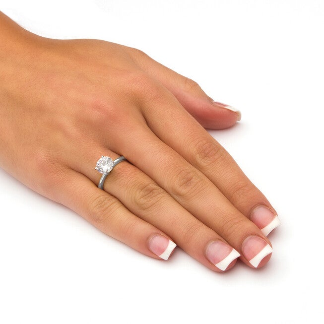 2.00 TCW Round Cubic Zirconia Solitaire Ring Platinum-Plated, WHITE, alternate image number null