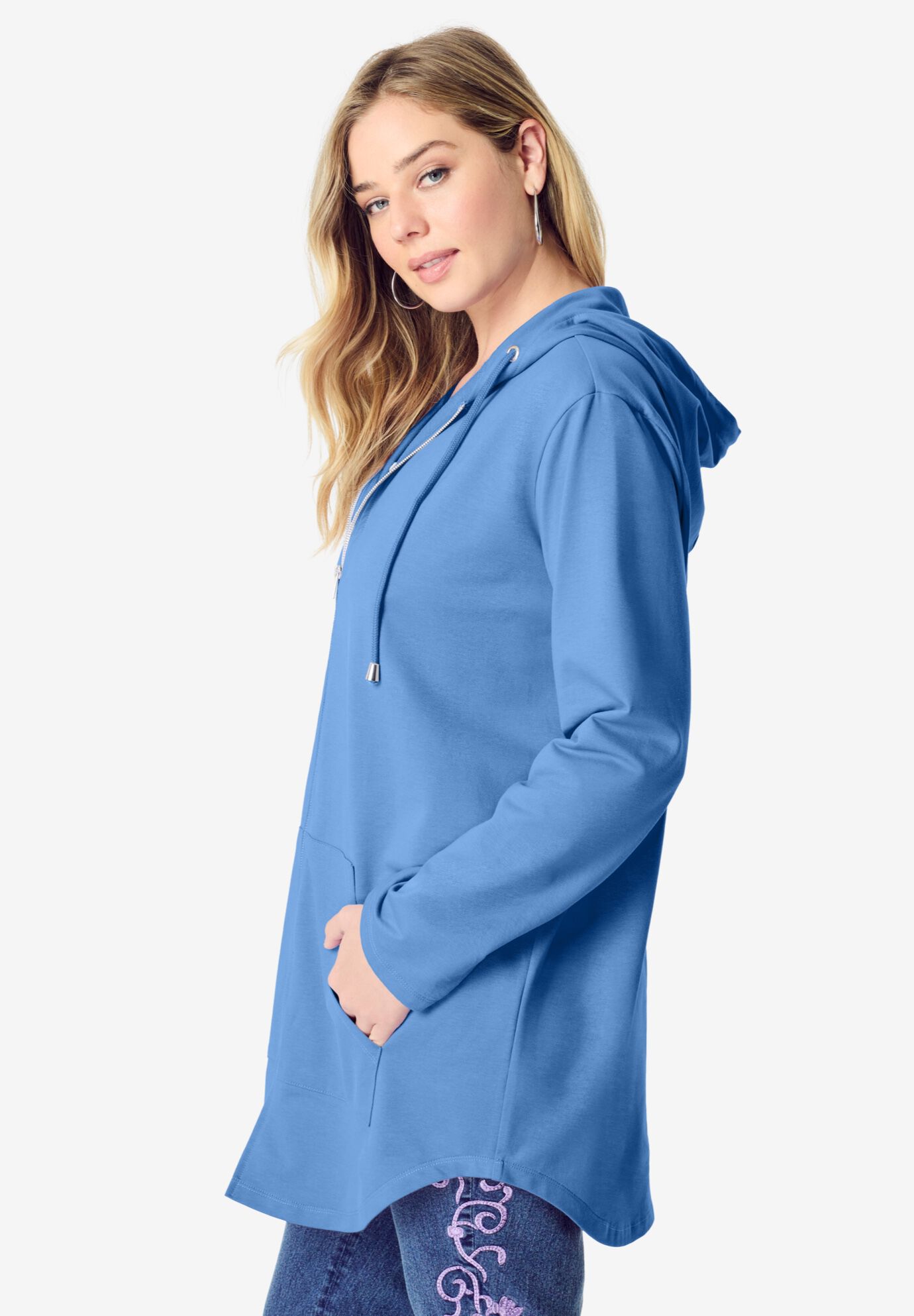 Baby French Terry Hoodie, HORIZON BLUE, alternate image number 2