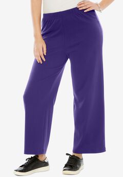 Plus Size Pull-On Wide Leg Soft Knit Pant