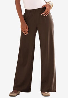 Plus Size Pull-On Wide Leg Soft Knit Pant