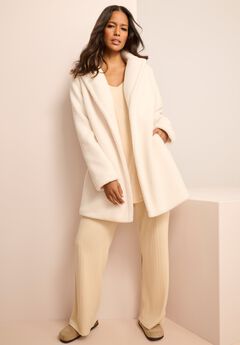 Plus Size Mid Length Teddy Faux Fur Coat