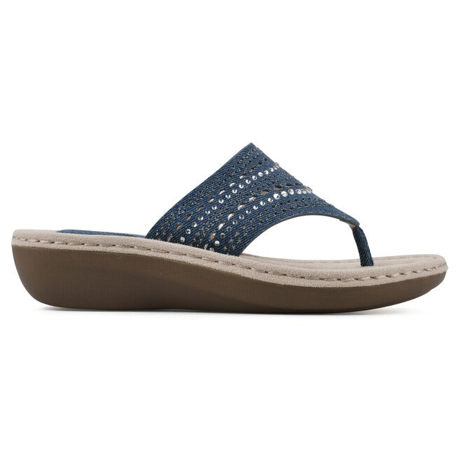 Comate Thong Sandal, BLUE DENIM FABRIC, alternate image number 2