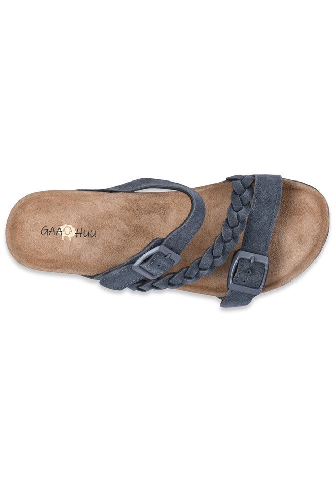 Leather Braided Adjustable 2 Strap Footbed Sandal, , alternate image number null