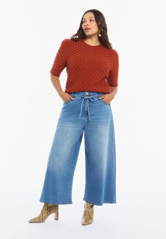 Wide-Leg Denim Culotte