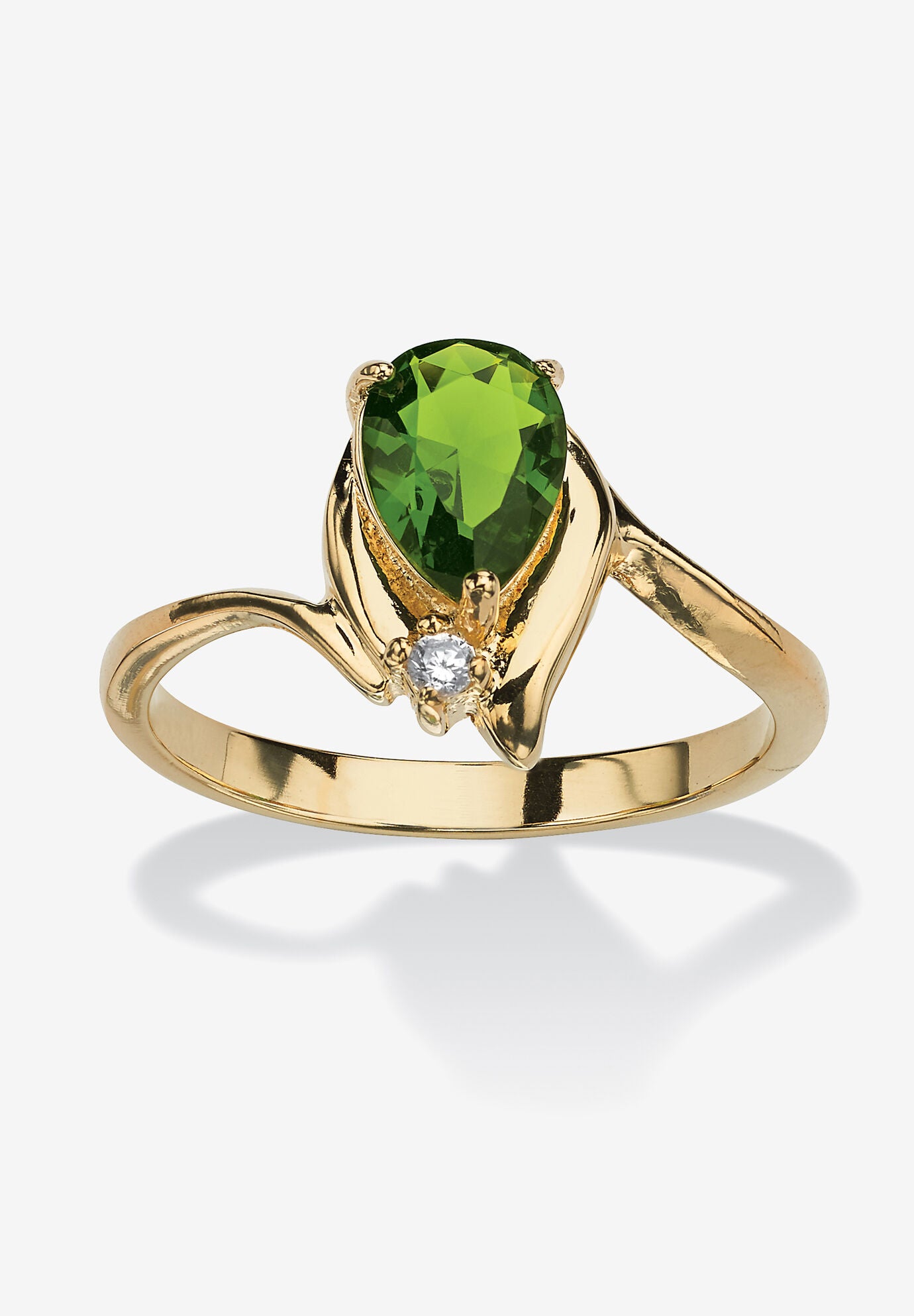 Yellow Gold Plated Simulated Birthstone And Round Crystal Ring Jewelry