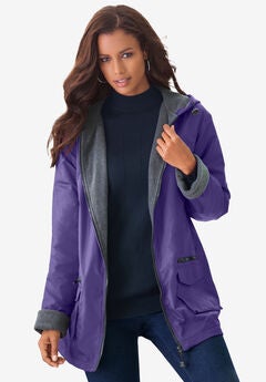 Hooded Nylon Jacket with Fleece Lining