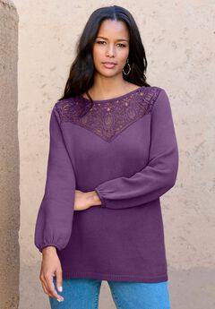 Lace Mesh Pullover Sweater