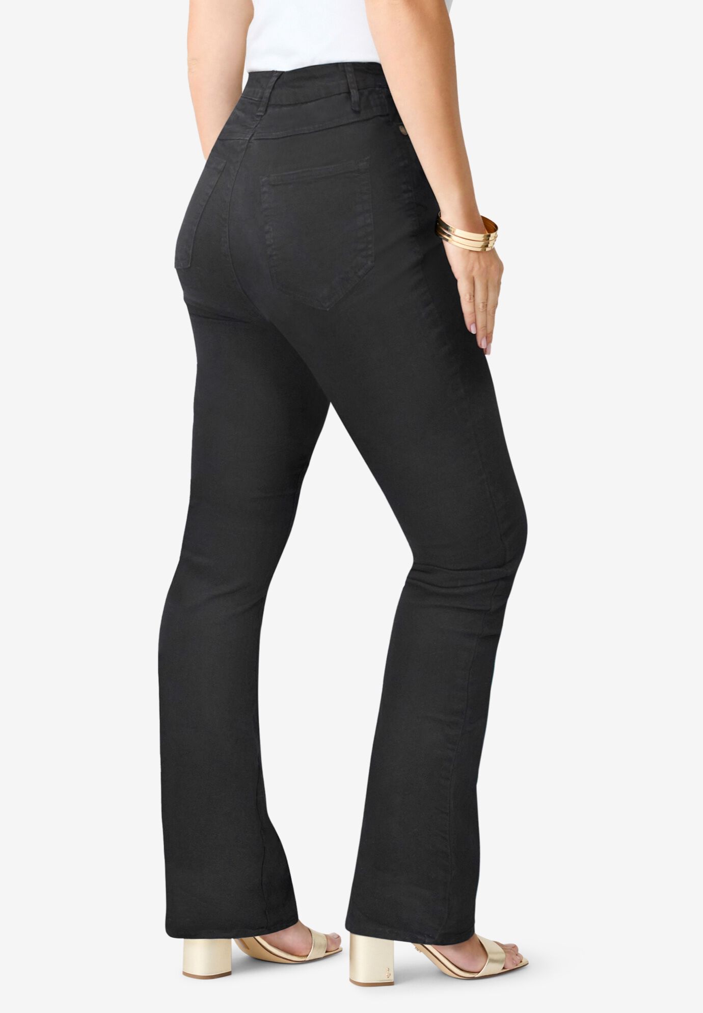 Plus Size Classic Stretch Bootcut Jean, BLACK DENIM, alternate image number 2
