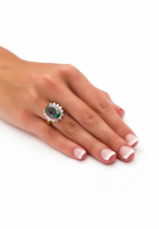 Gold-Plated Cubic Zirconia Cocktail Ring, , alternate image number null