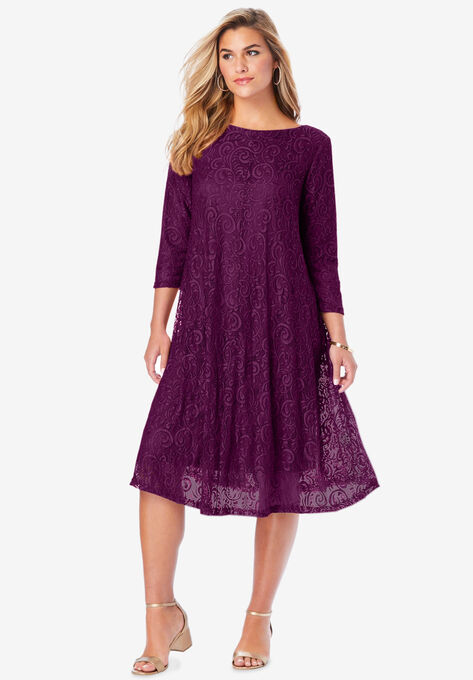 Lace Swing Dress, DARK BERRY, hi-res image number null