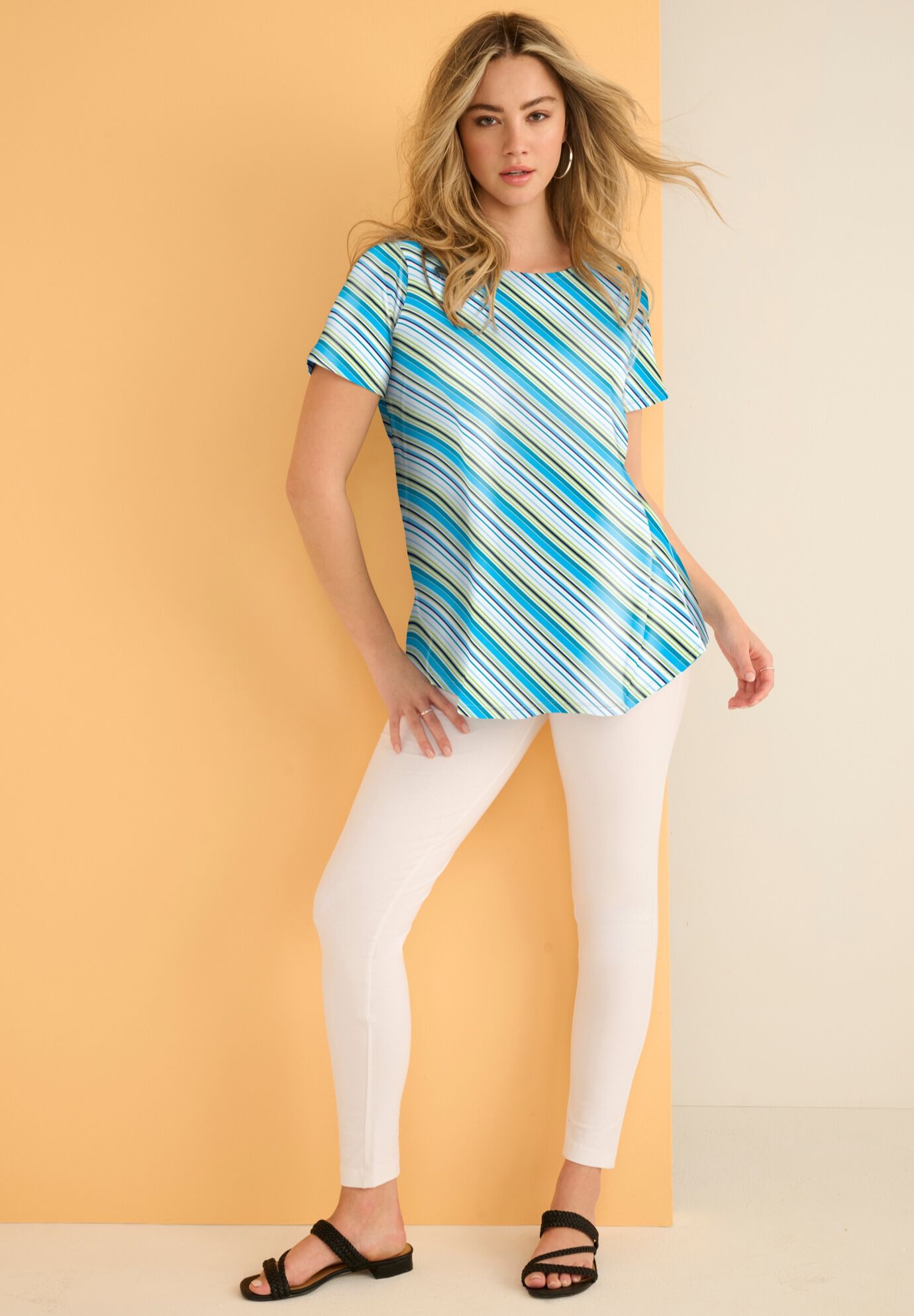 Plus Size Ultimate Cotton Crewneck Short Sleeve Swing Tee, , alternate image number 2