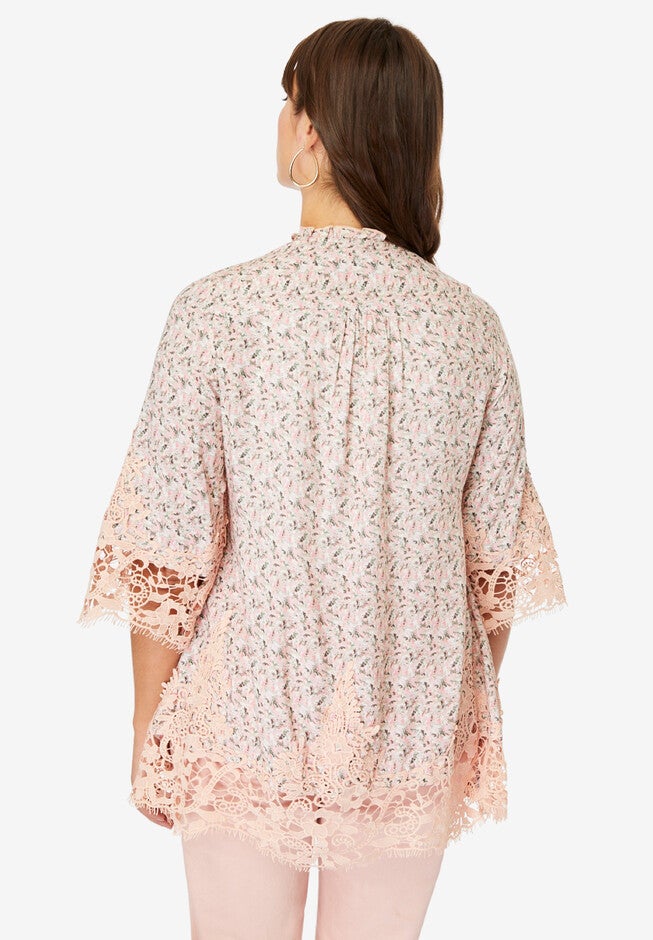 Embroidered Smocked Blouse, , on-hover image number null