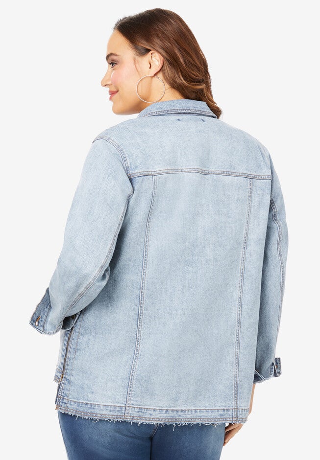Distressed Denim Jacket, , on-hover image number 1