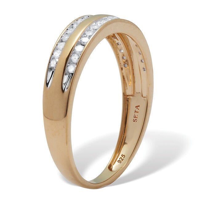 .24 TCW Diamond 18K Gold-Plated Sterling Silver Band Ring, WHITE, on-hover image number 1