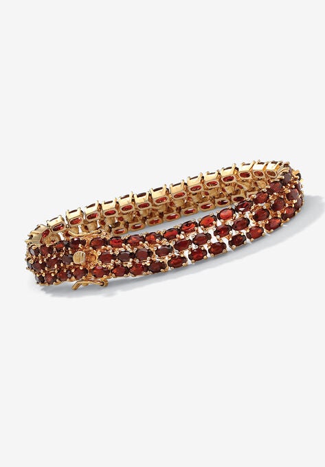 Gold & Sterling Silver Tennis Bracelet with Garnet, GOLD, hi-res image number null