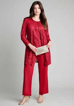 Sequined Lace Jacket Pant Set