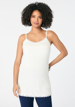 Lace Trim Knit Cami with Adjustable Straps