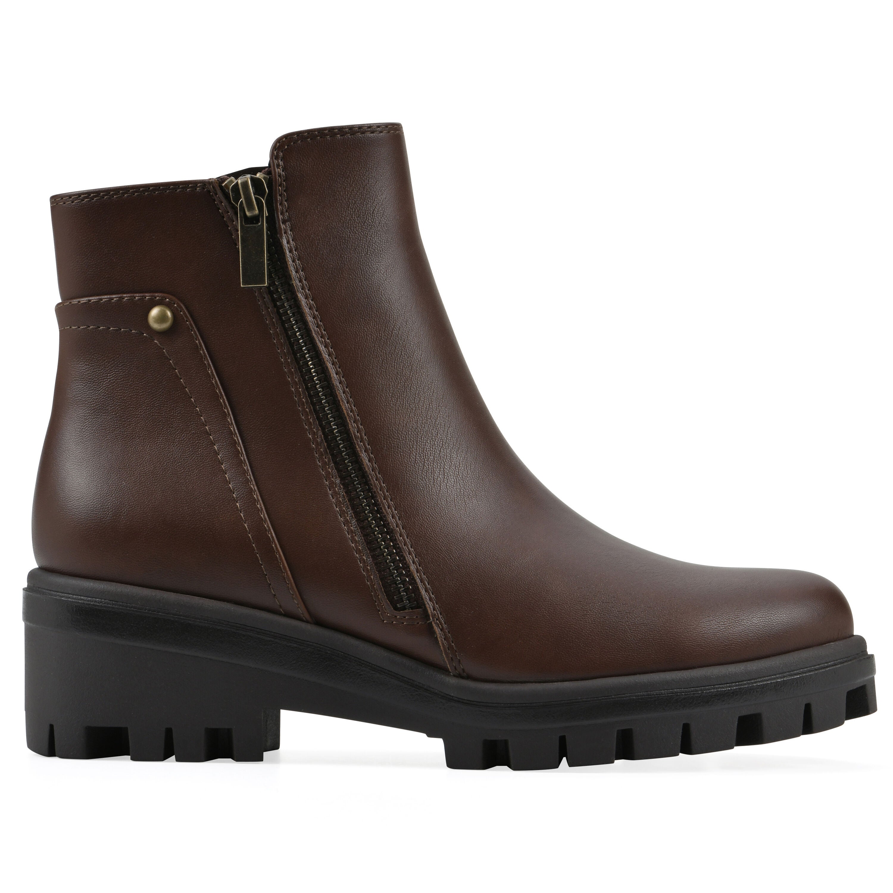 Tahj Lug Sole Bootie, MOCHA FAUX LEATHER, alternate image number 2