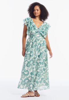 Ruffled Chiffon Maxi Dress