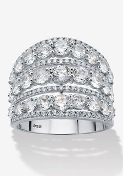 5.23 Cttw. .925 Sterling Silver Round Cubic Zirconia Openwork Dome Cocktail Ring