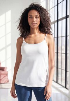 Plus Size Cami with Built-In Bra and Adjustable Straps