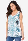 Graphic Travel Tank, DEEP TURQUOISE FLOWER MEDALLION, hi-res image number null