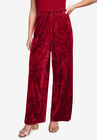 Wide-Leg Crushed Velour Pant, RICH BURGUNDY, hi-res image number null