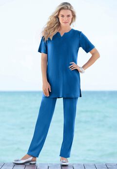 Plus Size Soft Knit Tunic with Notch Neckline