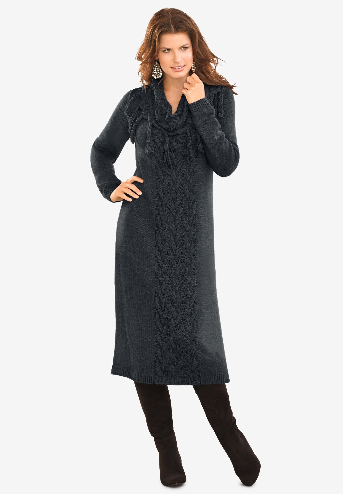 cowl neck knit dress