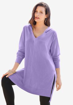 French Terry Hoodie Tunic Sweatshirt