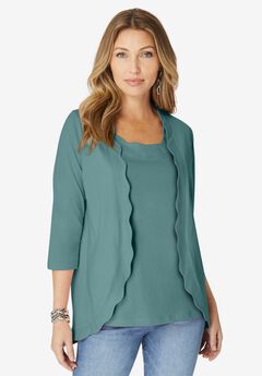 Scalloped Cardigan and Tank Set