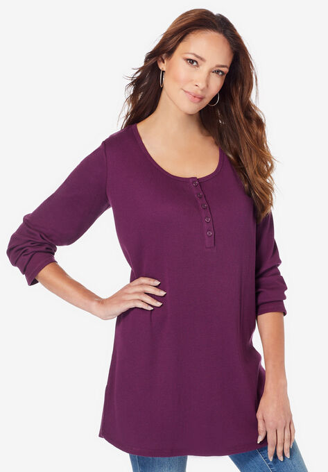Thermal Henley Tunic, DARK BERRY, hi-res image number null