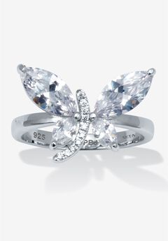 2.41 Tcw Round Cubic Zirconia Sterling Silver Dragonfly Ring