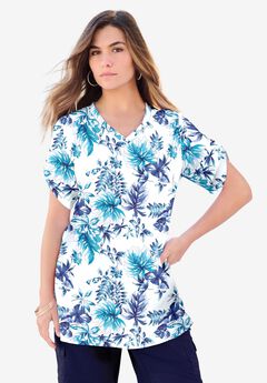 V Neck Boyfriend Textured Tunic