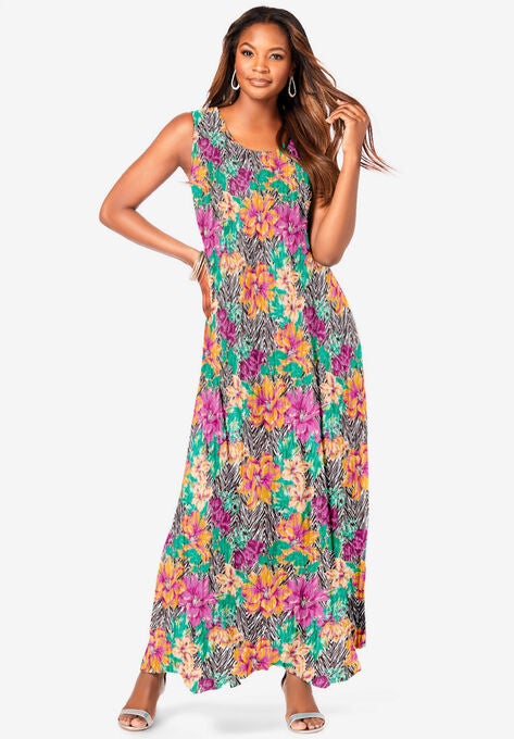 Sleeveless Crinkle Dress, TROPICAL ANIMAL, hi-res image number null