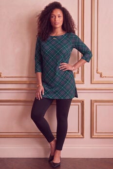 Plus Size Cotton Ultimate Boatneck Tunic with Side Slits