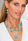 Silver Tone Necklace And Earring Set, Pearl And Turquoise, , alternate image number null