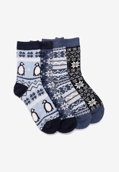 4 Pair Pack Holiday Boot Socks, MOODY BLUE, hi-res image number null