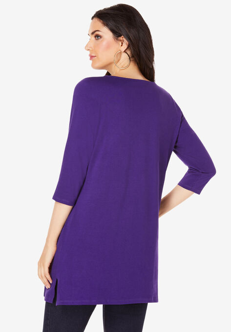 Boatneck Ultimate Tunic with Side Slits, , on-hover image number null